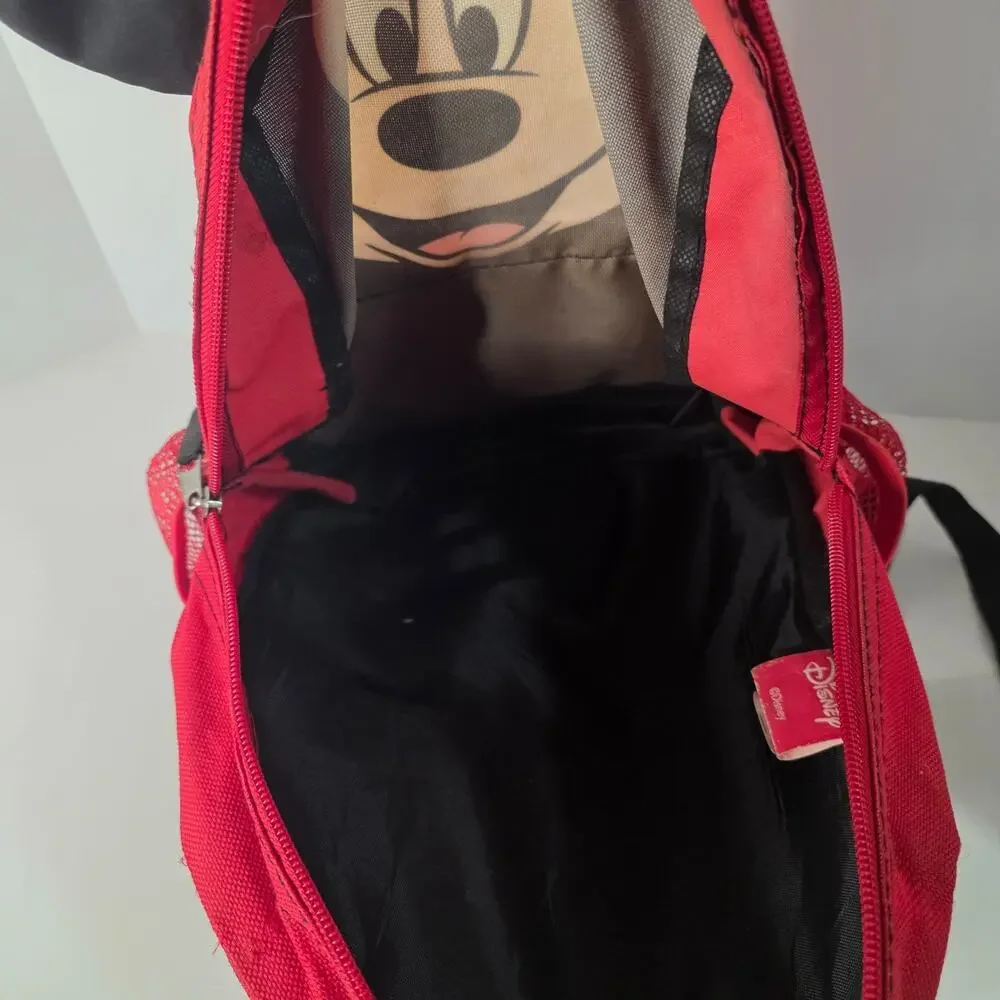 Disney Mickey Mouse Kids Backpack Red Black 3D Ears Fast Forward School Bag